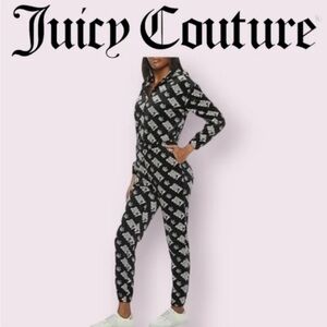 Juicy Couture Logo Velour Romper Jumpsuit One Piece Sleep Lounge Hooded XS